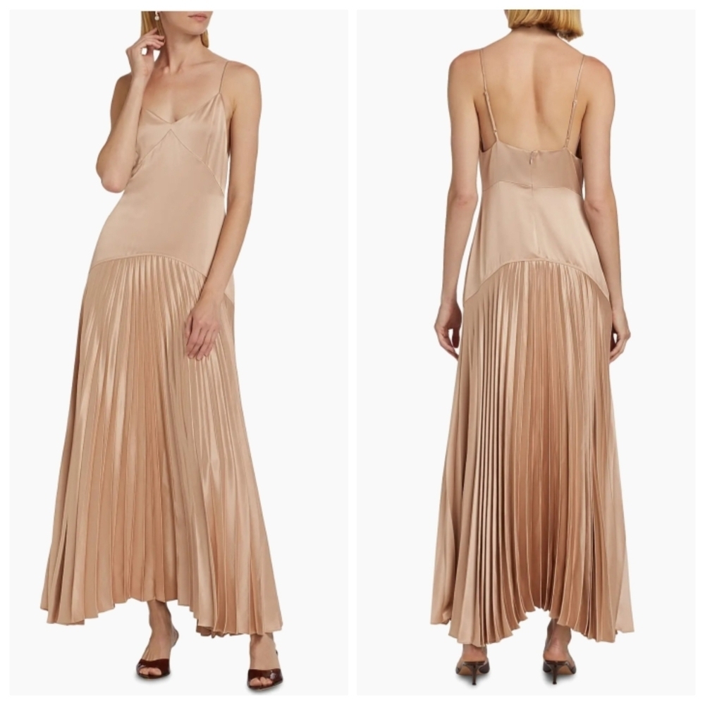 New Cami NYC Jennelyn Pleated Slip Mink Gown Size 6 NWT